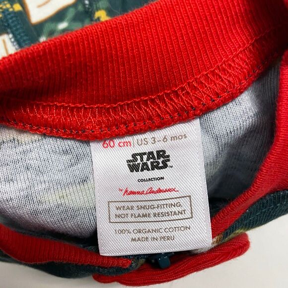 Hanna Andersson Star Wars Mandalorian Grogu Sleeper 3-6 Mos. Green Multi Cotton - Picture 3 of 3